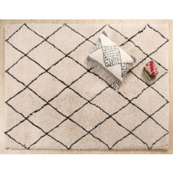 Velaar Vloerkleed berlin hoogpolig geruit fluffy berber zwart wit- 160x230 cm