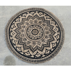 Velaar Vloerkleed jaipur jute klasik rond tapijt 100% jute zwart- 150 cm