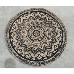 Velaar Vloerkleed jaipur jute klasik rond tapijt 100% jute zwart- 200 cm
