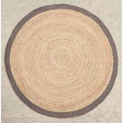 Velaar Vloerkleed jaipur jute rond tapijt 100% jute zwart- 200 cm rond