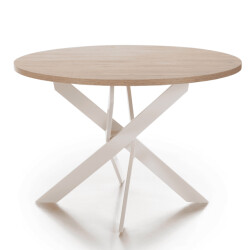 CaliCosy Ronde tafel met witte metalen poten l120 cm ther