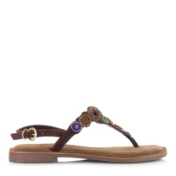 Lazamani suède teensandaal platte sandalen dames