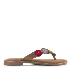 Lazamani leren teenslipper teenslippers dames