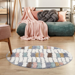 Muratap Vloerkleed focus patty rond hoogpolig fluffy scandinavisch -