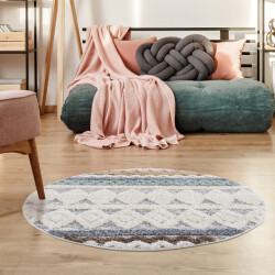 Muratap Vloerkleed focus rond hoogpolig fluffy scandinavisch multi- 120 cm
