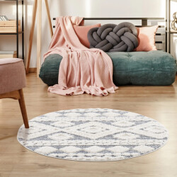 Muratap Vloerkleed focus style rond hoogpolig fluffy scandinavisch grijs