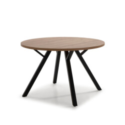 CaliCosy Ronde tafel met zwarte metalen poten l120 cm beni