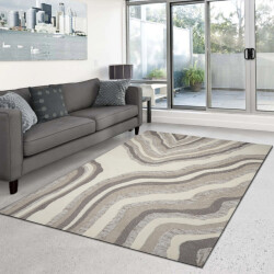 Velaar Vloerkleed abstract abasca – luxe 100% wol laagpolig creme- 160x230