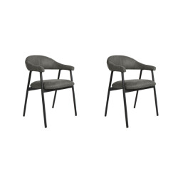 Label51 Eetkamerstoel amaze antraciet micro suede set van 2