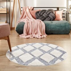 Muratap Vloerkleed focus celta rond hoogpolig fluffy scandinavisch grijs
