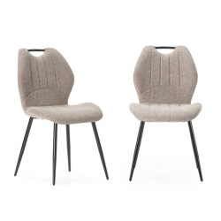 CaliCosy Set van 4 stoelen in stof met zwarte metalen poten l48 cm muli