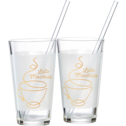 Ritzenhoff & Breker Set/2 latte macchiato m/rietjes in gb coffee