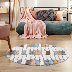 Muratap Vloerkleed focus patty rond hoogpolig fluffy scandinavisch -