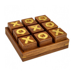 Casa di Elturo Deco object tic tac toe in kistje hout goud/ l23 x b23 x h7 cm