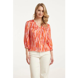 Smashed Lemon 25008 gestreepte v-hals satijn top |