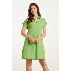 Smashed Lemon 25176 lime linnen jurk met kraag |
