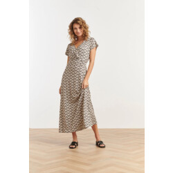 Smashed Lemon 25063 off-white en zwarte schelpenprint maxi-jurk