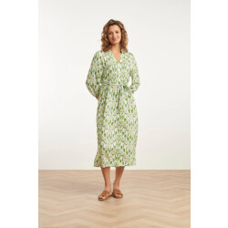Smashed Lemon 25032 v-hals midi jurk met slangenprint | white-light