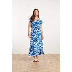 Smashed Lemon 25003 midi jurk met te abstracte print | cobalt