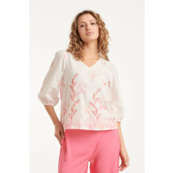 Smashed Lemon 25262 te top met bloemenborduurselsv-hals |