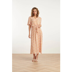 Smashed Lemon 25009 v- hals maxi jurk met polka dot print |