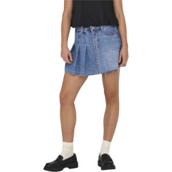 Only Onlkadie reg pleat dnm skort mae light blue denim