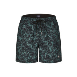 Happy Shorts Heren zwemshort palmbladeren zwart/jungle groen print