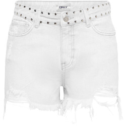 Only Onlpacy hw studded dnm shorts bj white