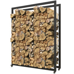 4goodz Outsunny houtopslag 120 cm houtrek met wielen -