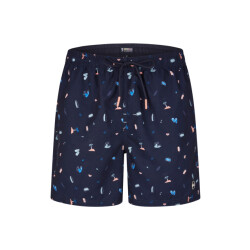 Happy Shorts Heren zwemshort strand donkerblauw print