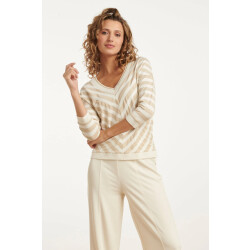 Smashed Lemon 25180 off white top met chevron streepprint | off