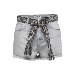 Only Onlrobyn ex hw st vintage dnm short grey denim