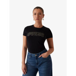 Guess Dames t-shirt logo lace zwart