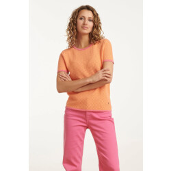 Smashed Lemon 25096 peach knitted top met contrasterende rand |
