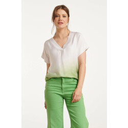Smashed Lemon 25023 loose fit v-paneel top met ombre print | off