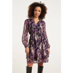 Smashed Lemon 24802 paarse paisley jurk met en jacquard |