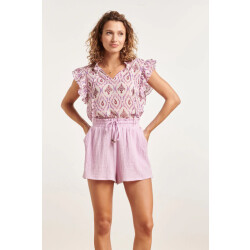 Smashed Lemon 24325 aztekenprint top met dubbele volantmouwen |