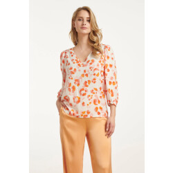 Smashed Lemon 25164 perzik animal print top met v-hals |