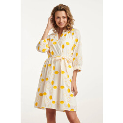 Smashed Lemon 25017 te katoenen jurk met citroen borduursels3/4 mouwen |