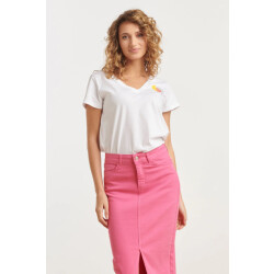Smashed Lemon 25227 te katoenen t-shirt met citrus glow print |