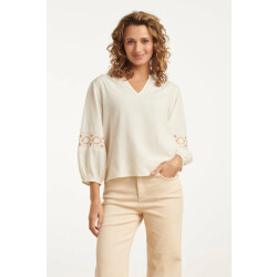 Smashed Lemon 25194 off white top met geborduurde mouwen | sand-off