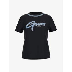 Guess Dames t-shirt jeans chain zwart