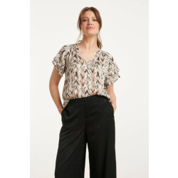 Smashed Lemon 25079 chiffon top met grafisch zigzag print, |