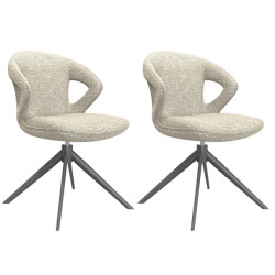 Label51 Eetkamerstoel zurich naturel boucle set van 2