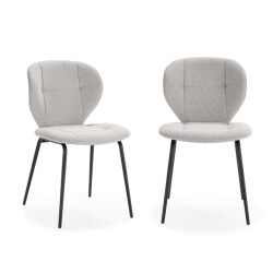 CaliCosy Set van 2 stoelen in stof met zwarte metalen poten l50 cm maori