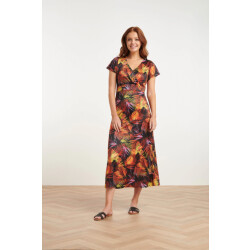 Smashed Lemon 24424 stretch zomerjurk met bladprint -