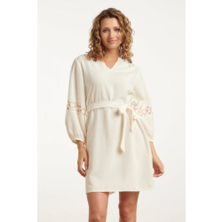 Smashed Lemon 25195 off white jurk met geborduurde mouwen | sand-off
