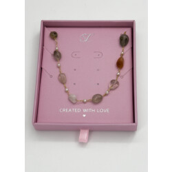 Smashed Lemon 64058 rijke kwarts steen ketting met parelskoper |