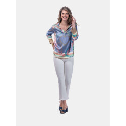 Mucho Gusto ® blouse livorno ketting hart blauw elegantie
