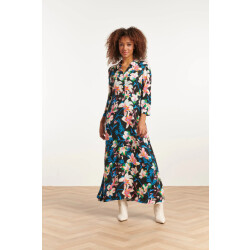 Smashed Lemon 23547 flared maxi jurk met heldere bloemenprint |